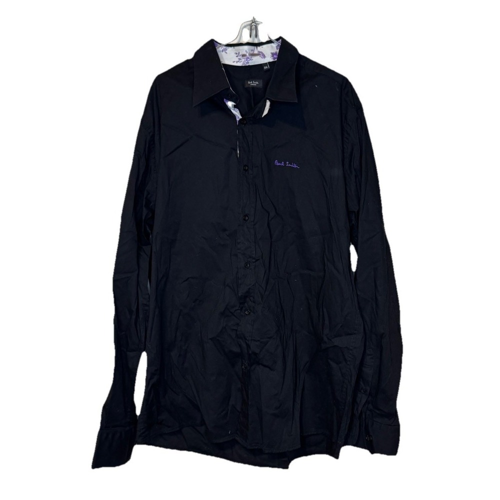Paul Smith London Men's Shirt Long Sleeve Oversized Button Up Cotton Black 3XL